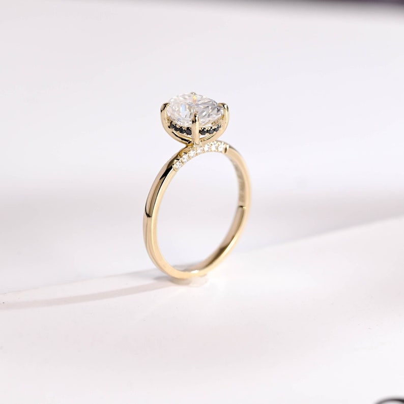 2.0 CT Oval Hidden Halo Moissanite Engagement Ring