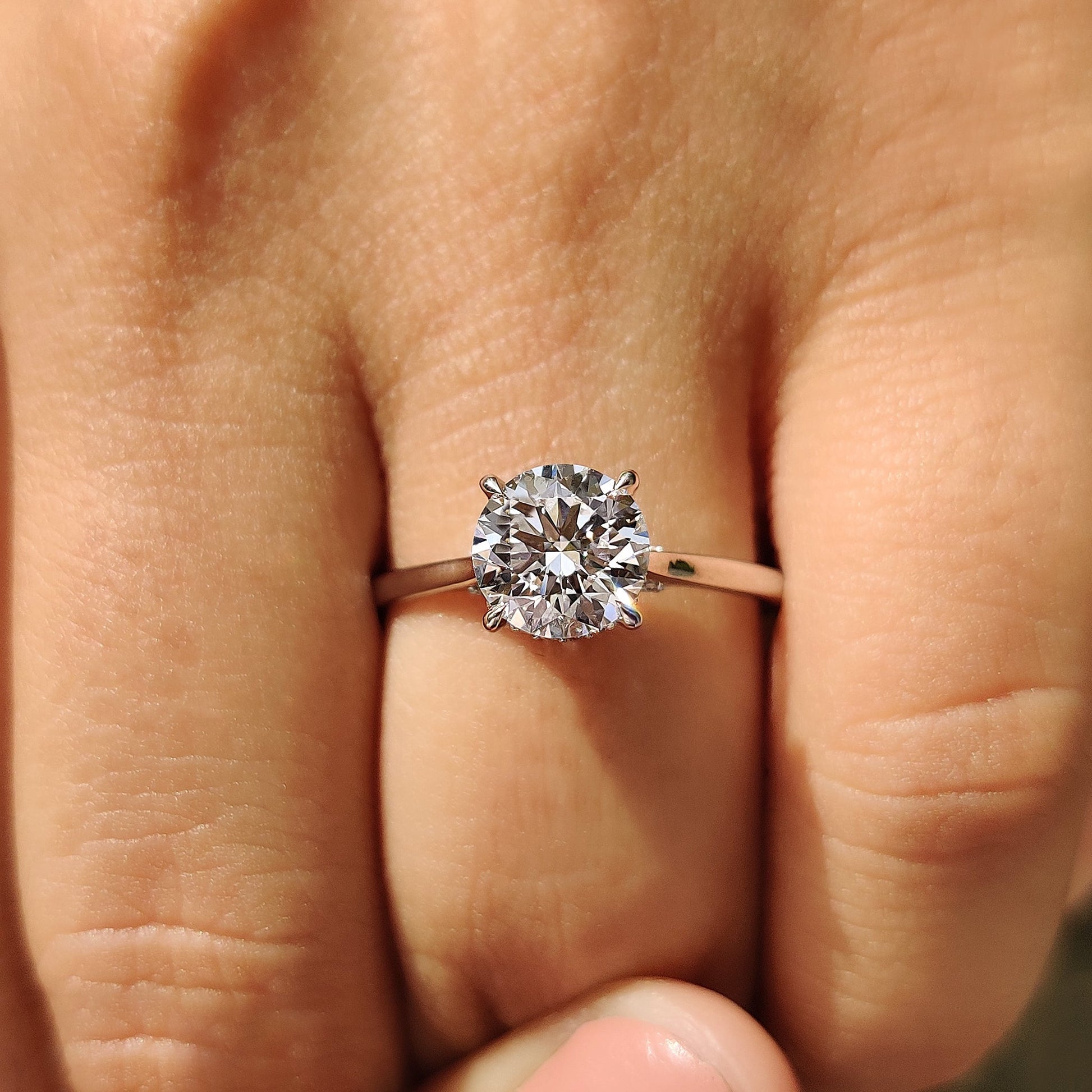 1.50 CT Round Hidden Halo Moissanite Engagement Ring
