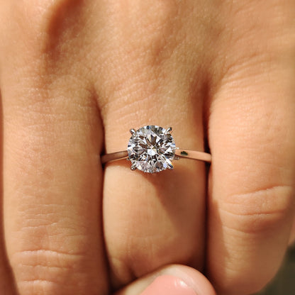1.50 CT Round Hidden Halo Moissanite Engagement Ring