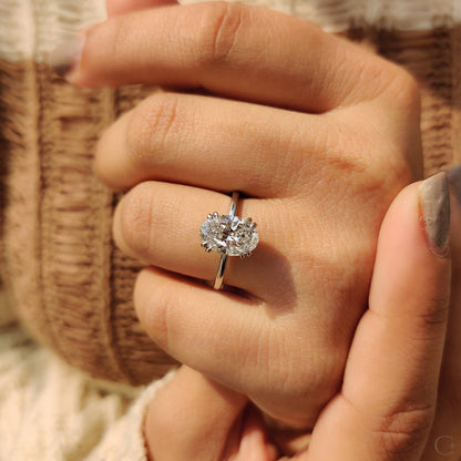2 CT Oval Hidden Halo Moissanite Engagement Ring