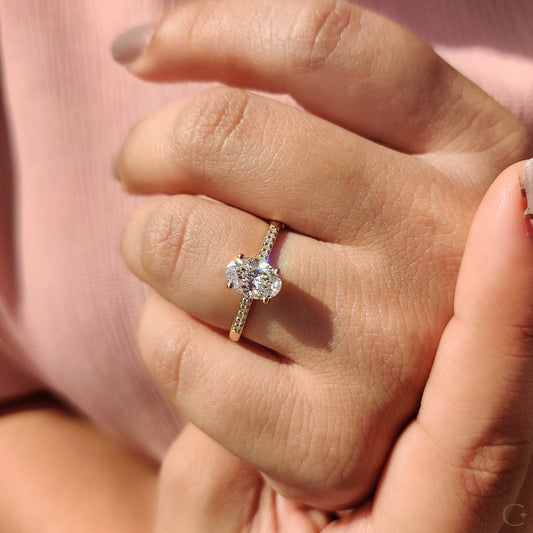 1 CT Oval Pave Moissanite Engagement Ring