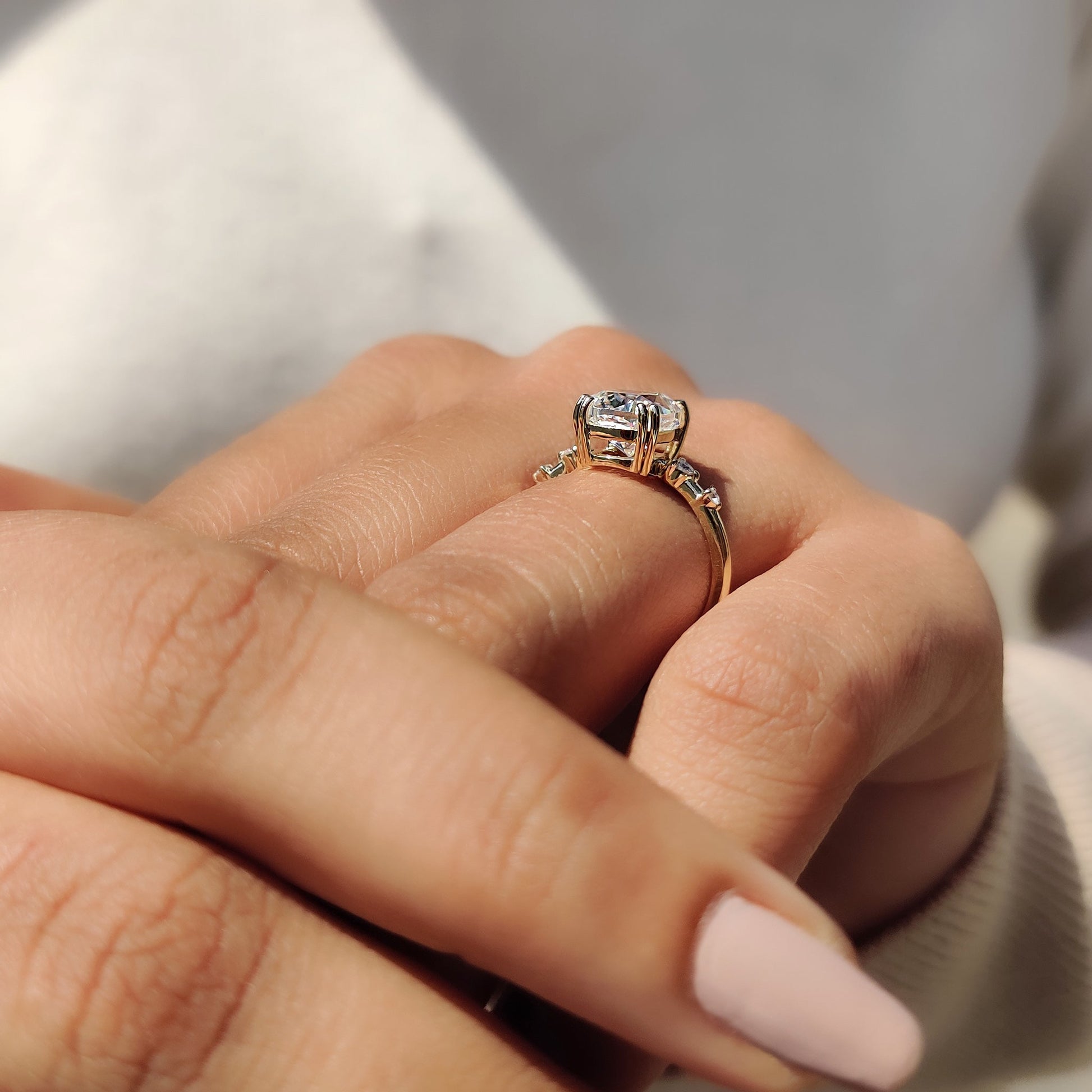 2 CT Elongated Cushion Pave Moissanite Engagement Ring