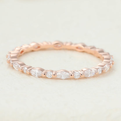 0.6 TCW Marquise & Round Full Eternity Moissanite Wedding Band
