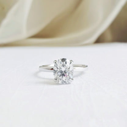 1.5 CT Oval Hidden Halo Moissanite Engagement Ring