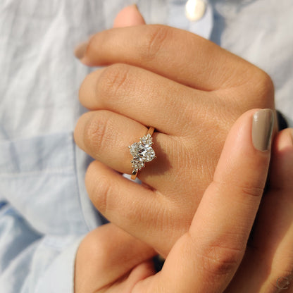 1 .50 CT Oval Cluster Moissanite Engagement Ring