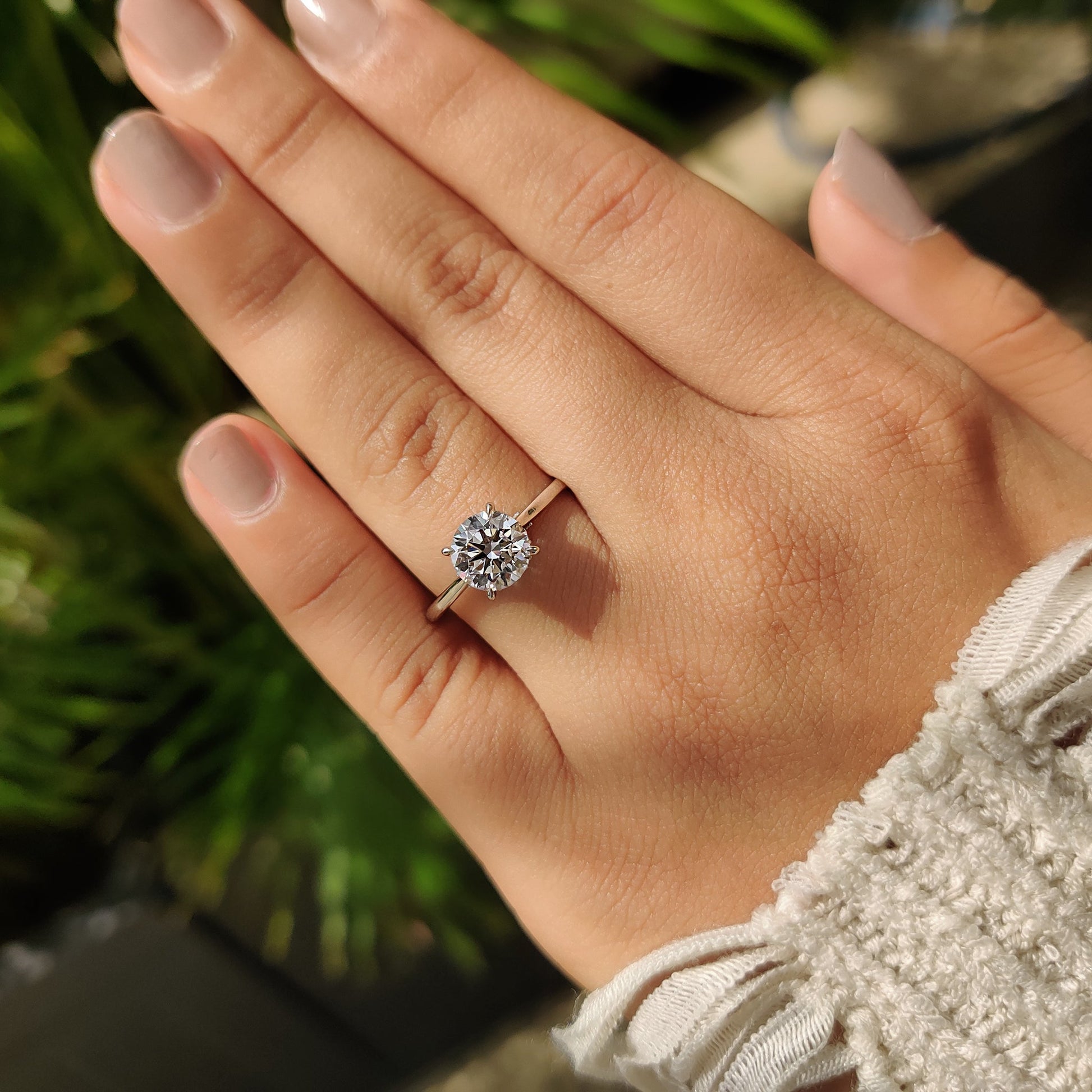1.50 CT Round Hidden Halo Moissanite Engagement Ring