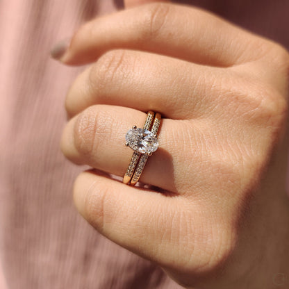1 CT Oval Pave Moissanite Engagement Ring