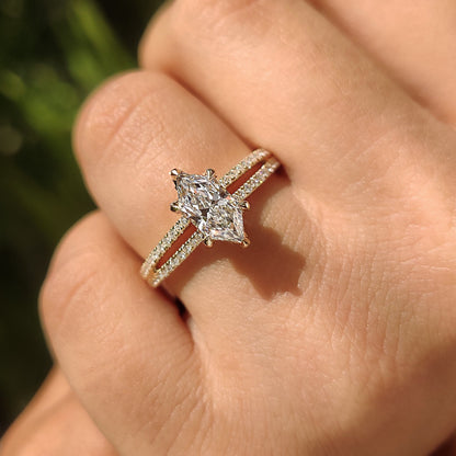 1 CT Marquise Pave & Split Shank Moissanite Engagement Ring