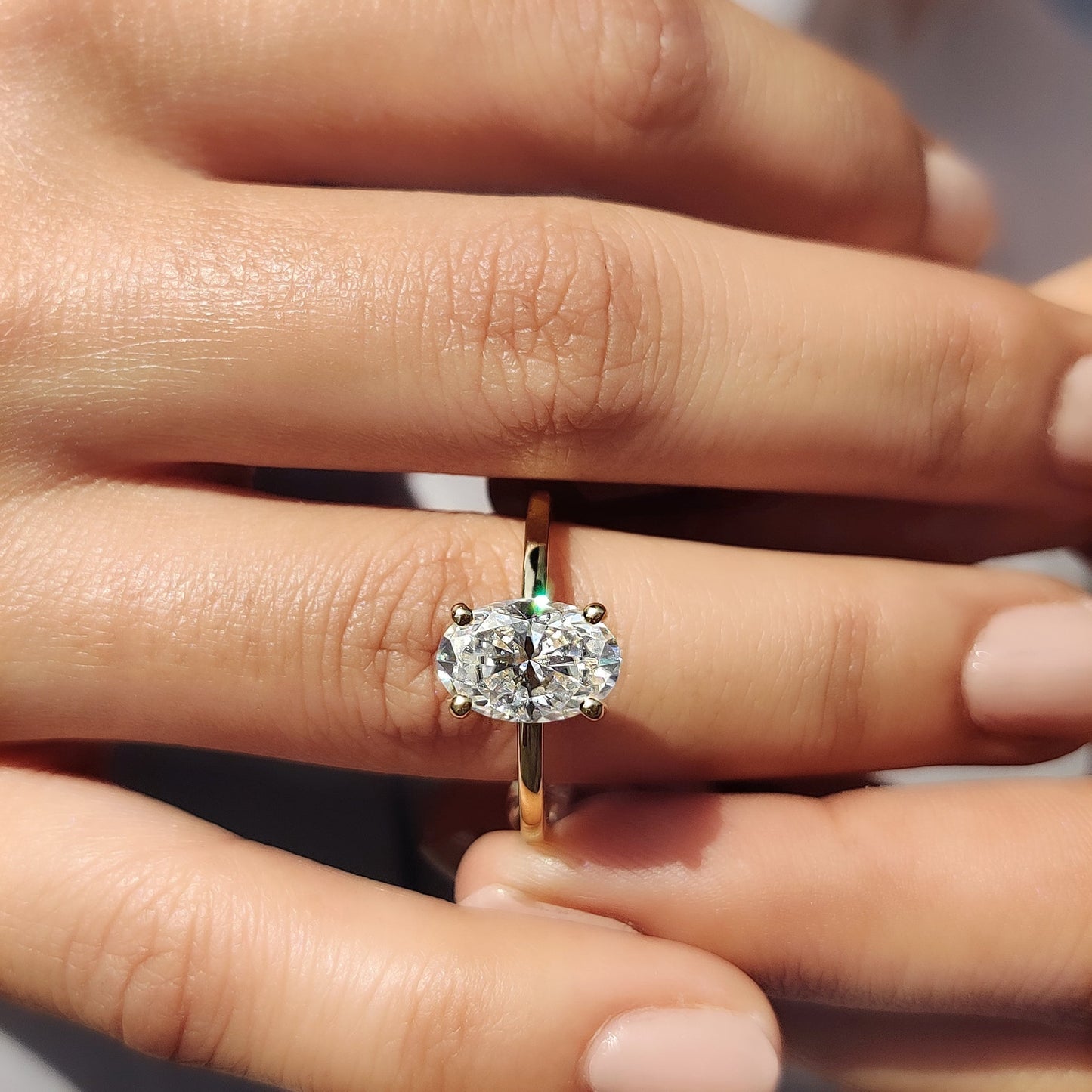 2.50 CT Oval Hidden Halo Moissanite Engagement Ring