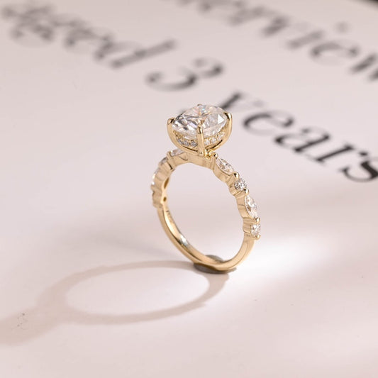 2.0 CT Oval Pave Moissanite Engagement Ring