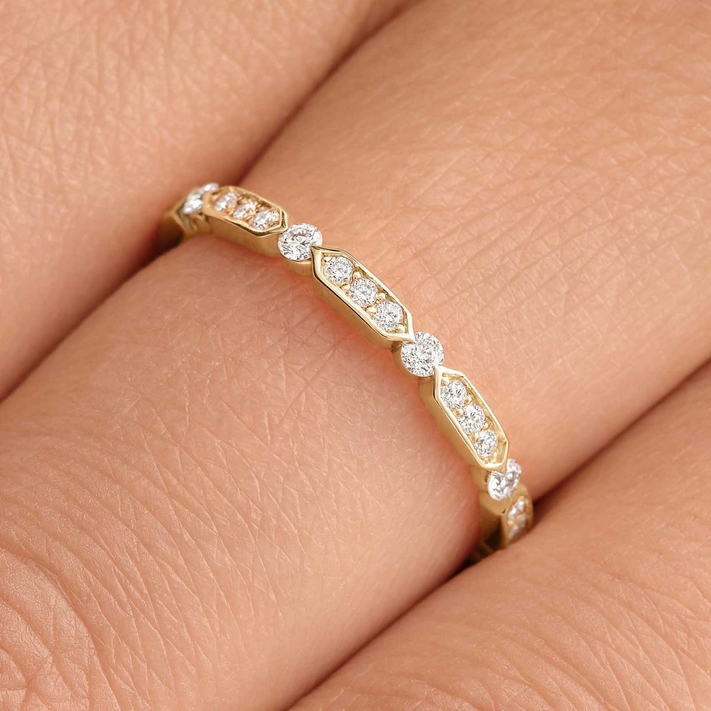 0.3 TCW Round Half Eternity Moissanite Wedding Band