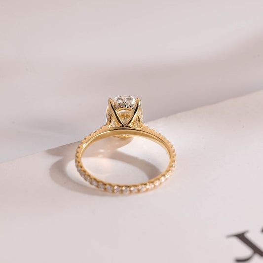 2.0 CT Oval Pave Moissanite Engagement Ring