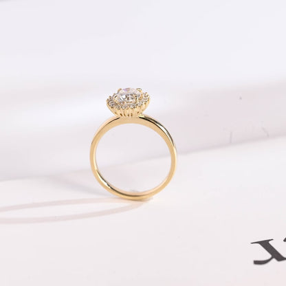 2.0 CT Oval Halo Moissanite Engagement Ring