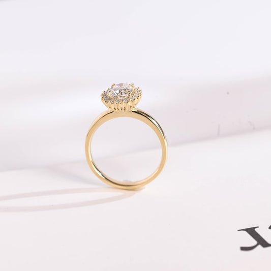 2.0 CT Oval Halo Moissanite Engagement Ring