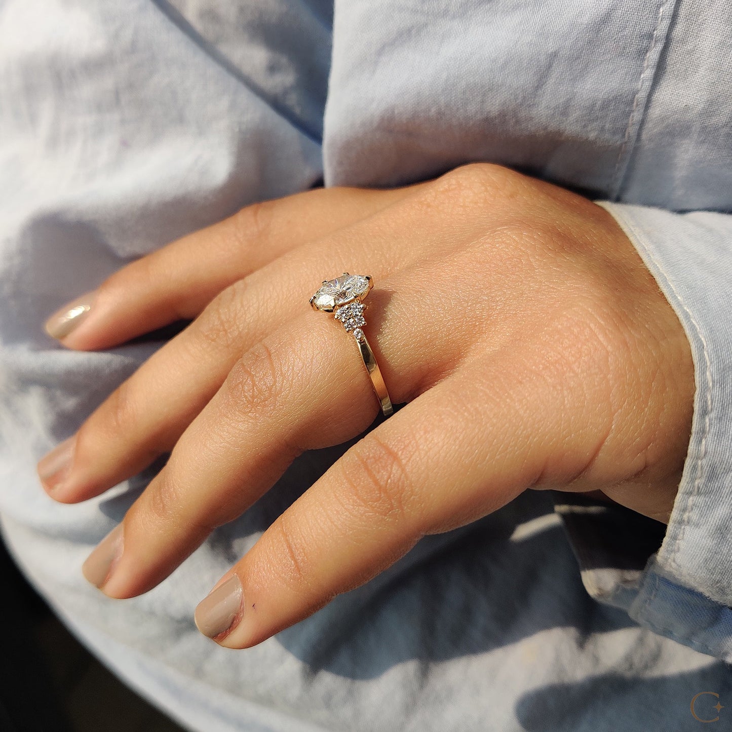 1 .50 CT Oval Cluster Moissanite Engagement Ring