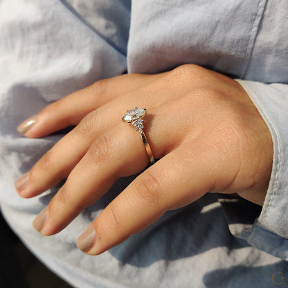 1 .50 CT Oval Cluster Moissanite Engagement Ring