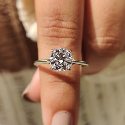 1.50 CT Round Hidden Halo Moissanite Engagement Ring