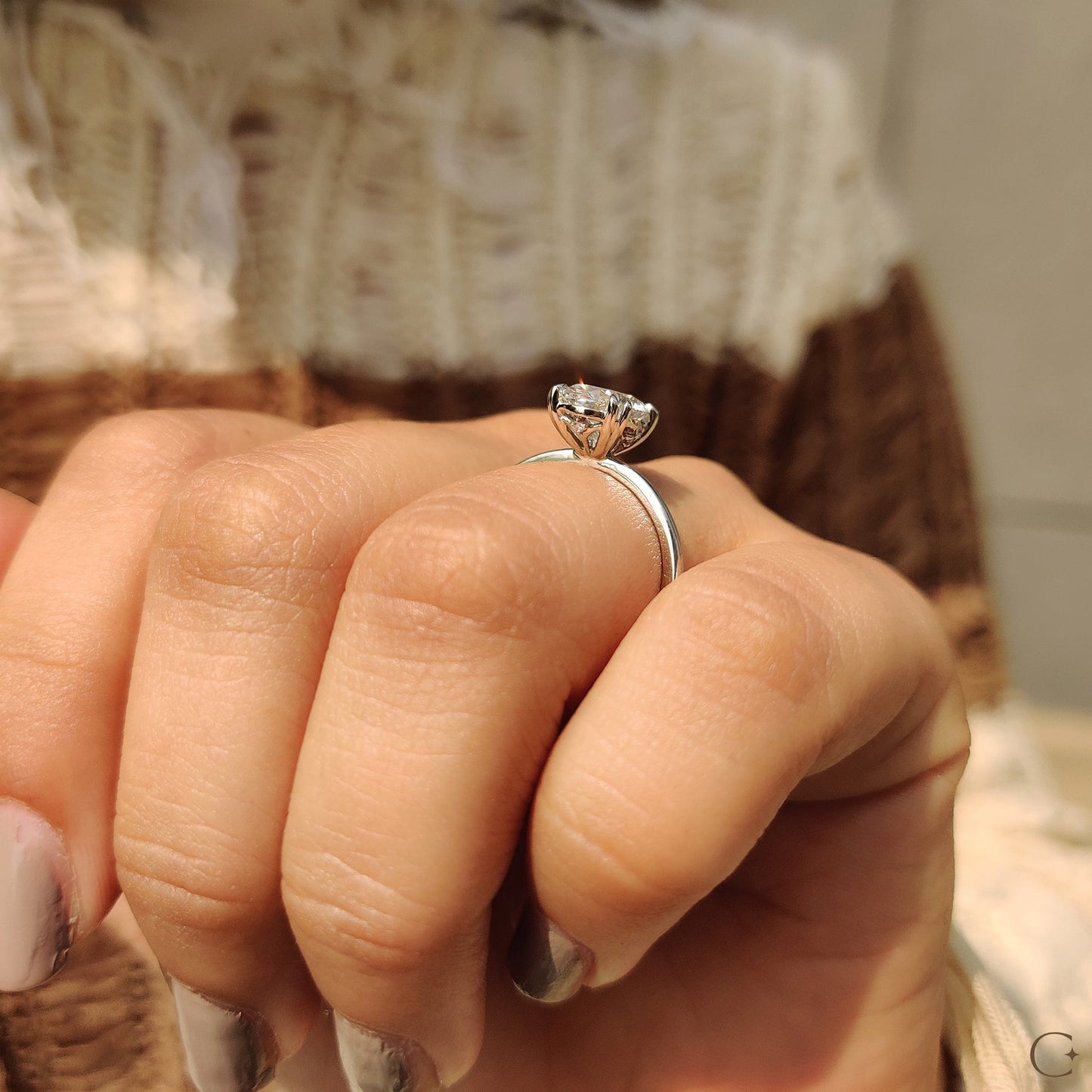 2 CT Oval Hidden Halo Moissanite Engagement Ring