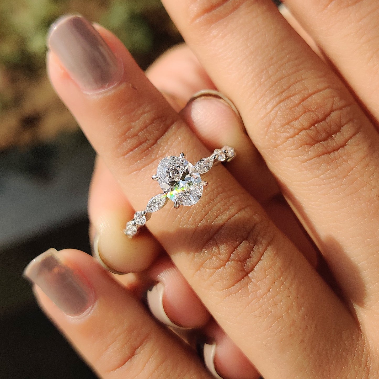 1 CT Oval Pave Moissanite Engagement Ring