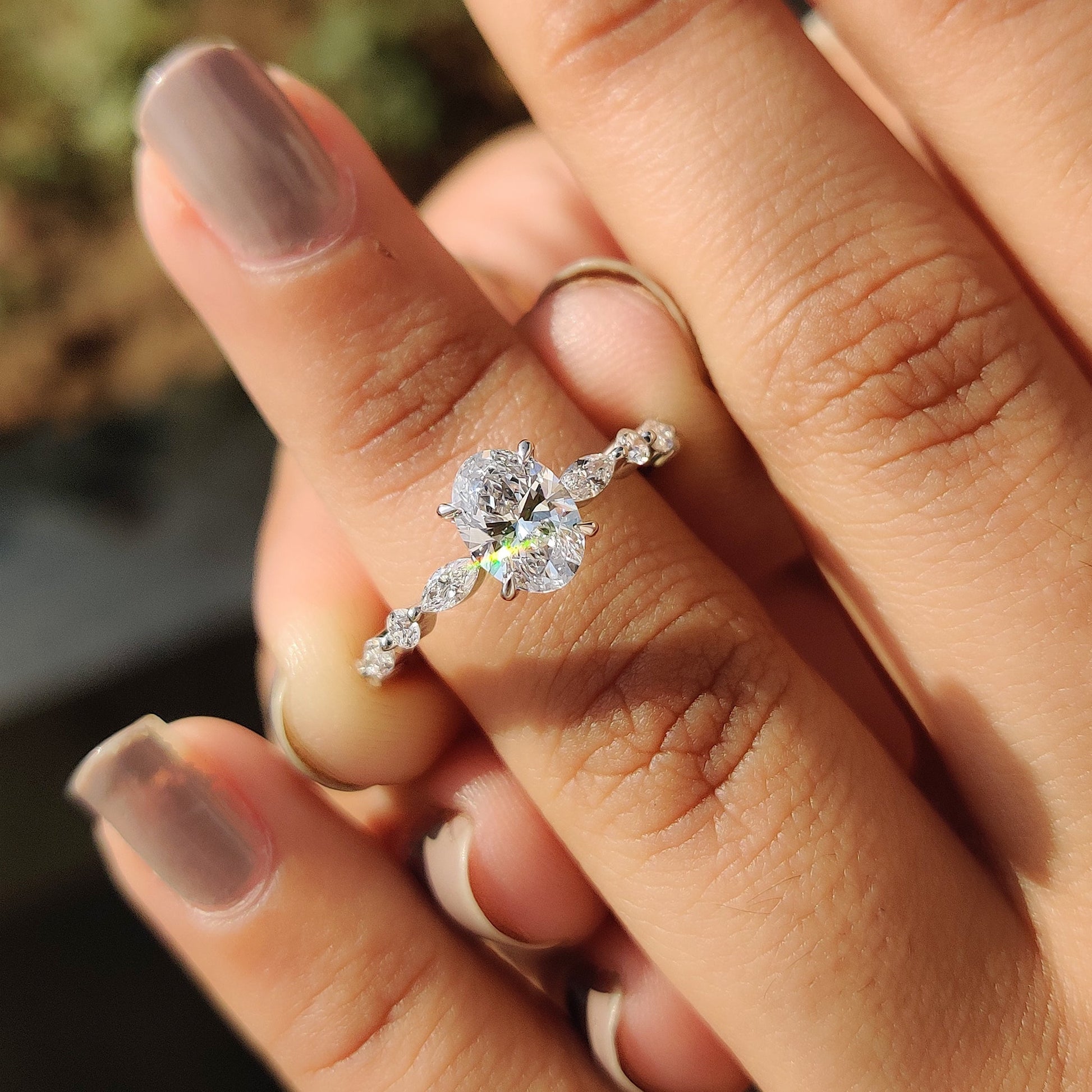1 CT Oval Pave Moissanite Engagement Ring