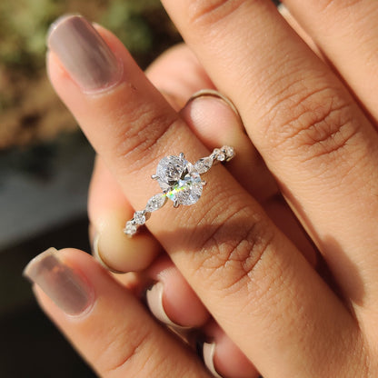 1 CT Oval Pave Moissanite Engagement Ring