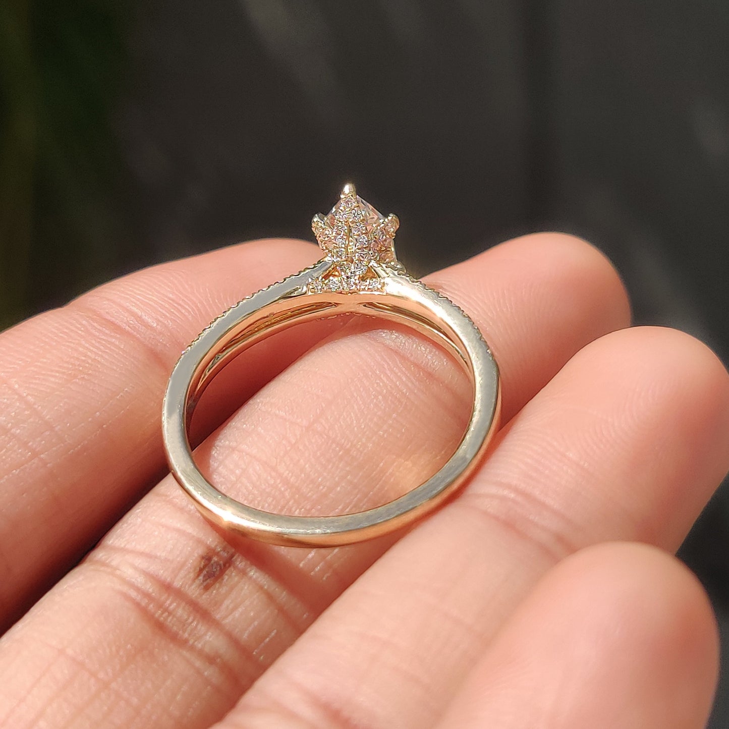 1 CT Marquise Pave & Split Shank Moissanite Engagement Ring