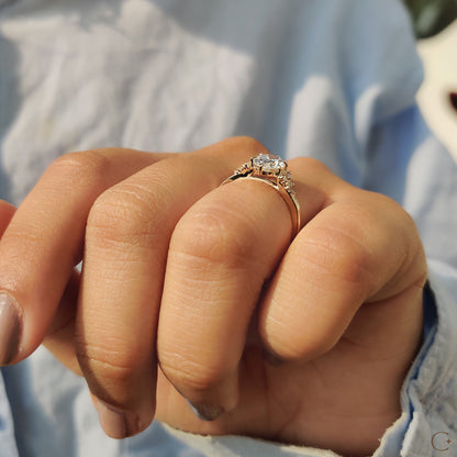 1 .50 CT Oval Cluster Moissanite Engagement Ring