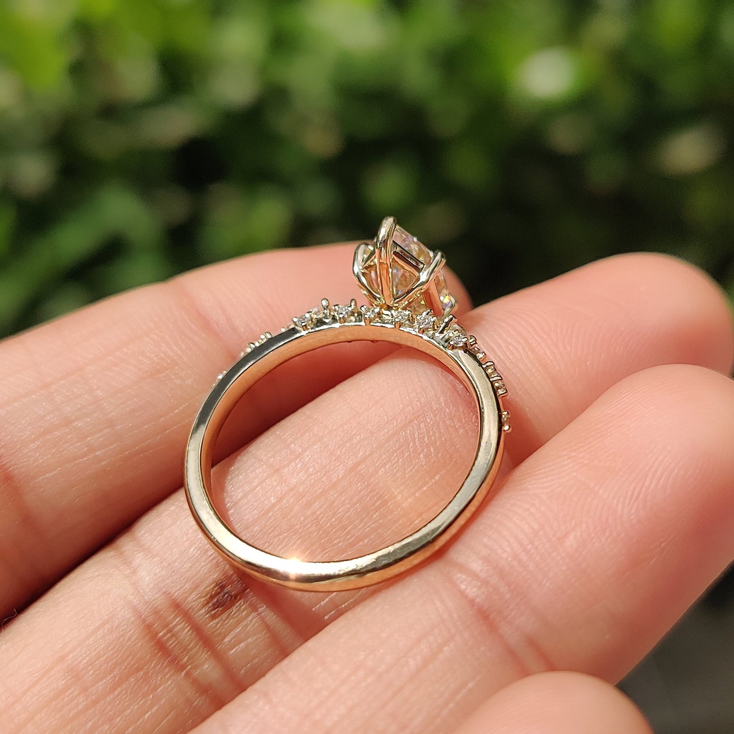 1.54 CT Marquise Pave Moissanite Engagement Ring
