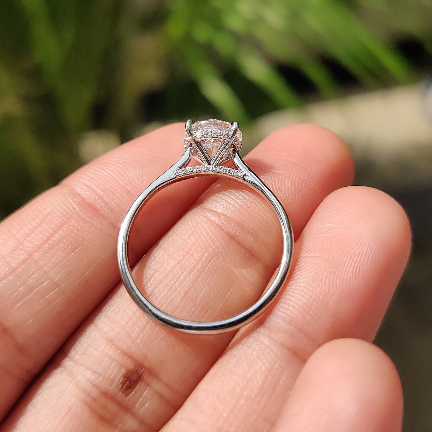 1.50 CT Round Hidden Halo Moissanite Engagement Ring