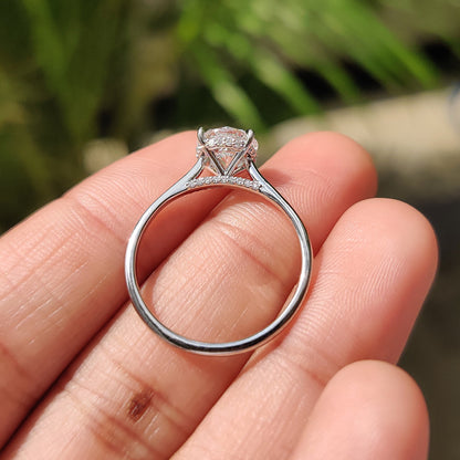 1.50 CT Round Hidden Halo Moissanite Engagement Ring