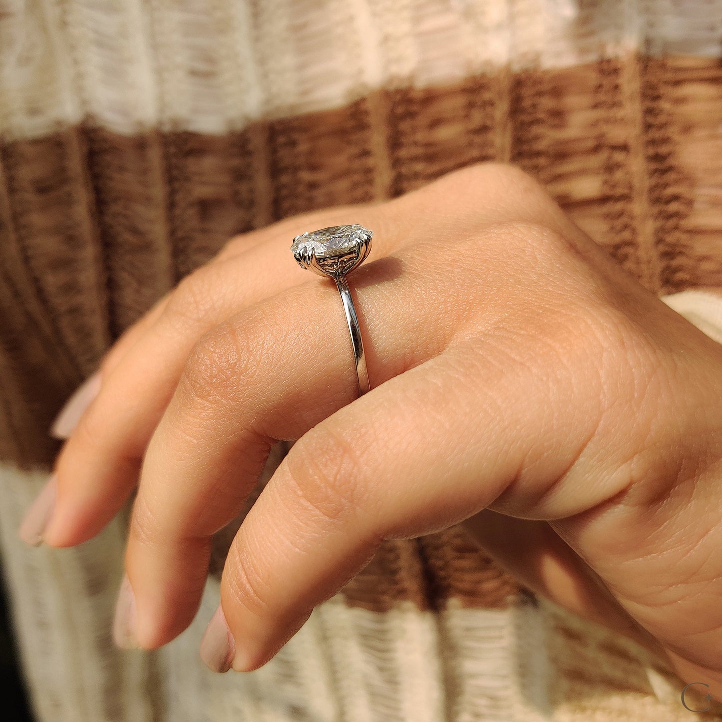 2 CT Oval Hidden Halo Moissanite Engagement Ring