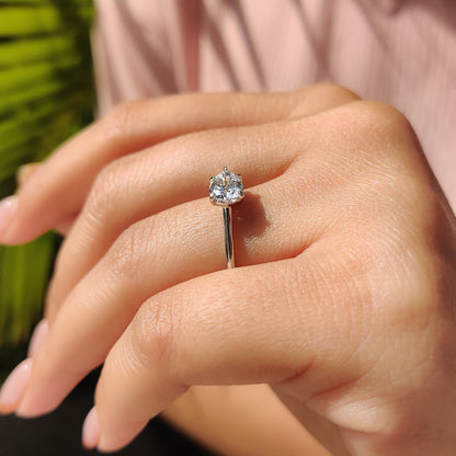 1.5 CT East West Pear Solitaire Moissanite Engagement Ring