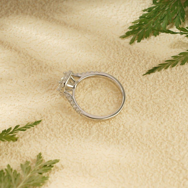 Stunning 1.0 - 2.0 CT Cushion Moissanite Engagement Ring With Halo Design 8