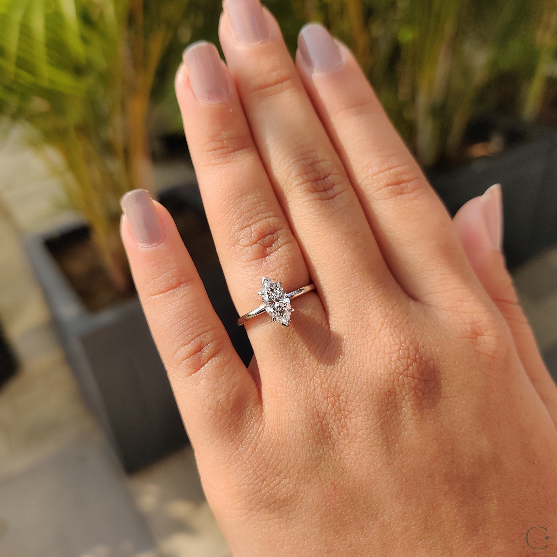 1 CT Marquise Solitaire Moissanite Engagement Ring