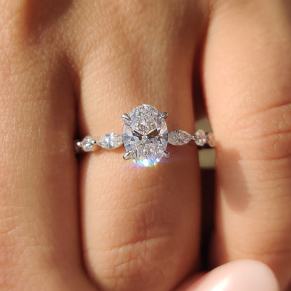 1 CT Oval Pave Moissanite Engagement Ring