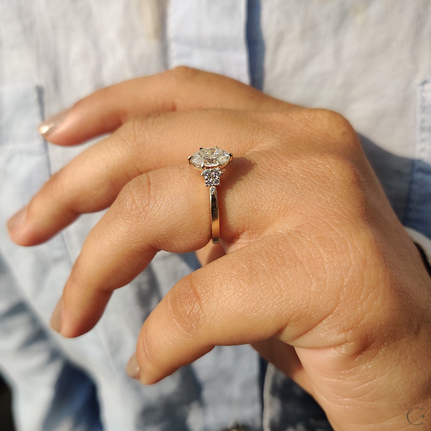 1 .50 CT Oval Cluster Moissanite Engagement Ring
