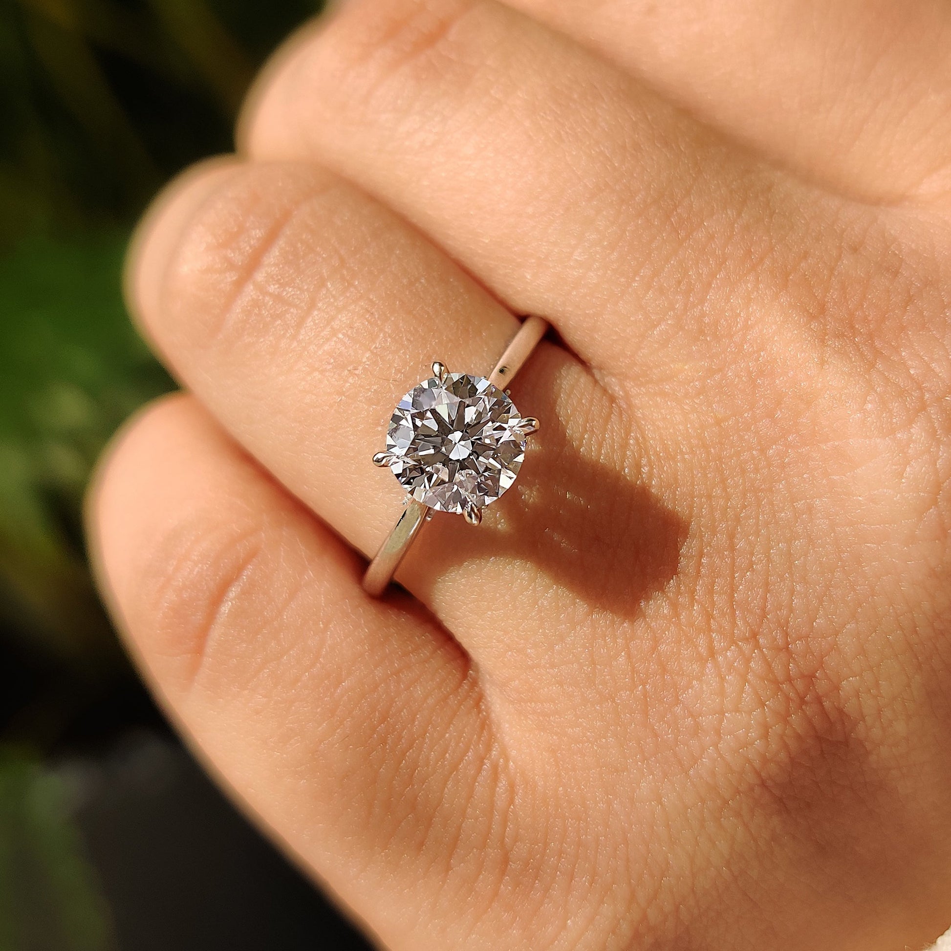 1.50 CT Round Hidden Halo Moissanite Engagement Ring
