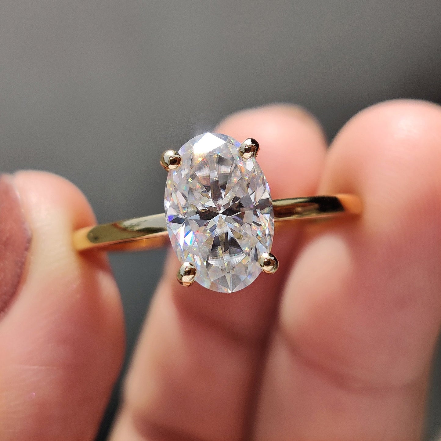 2.50 CT Oval Hidden Halo Moissanite Engagement Ring
