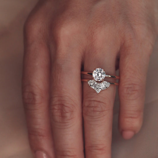 0.45 TCW Pear, Tapered Baguette & Marquise Crown Shaped Moissanite Wedding Band