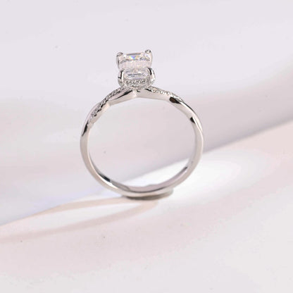 2.0 CT Emerald Twisted Pave Moissanite Engagement Ring