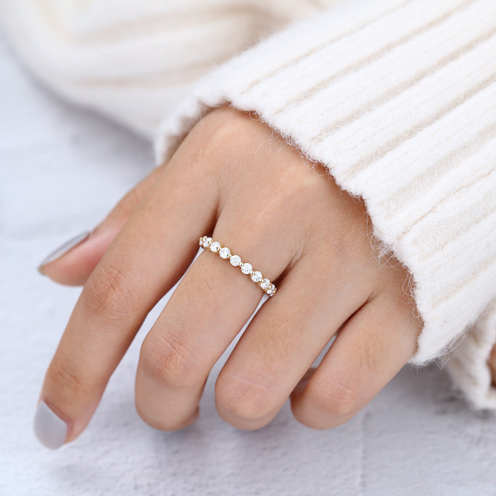 1.22 TCW Round Full Eternity Moissanite Wedding Band