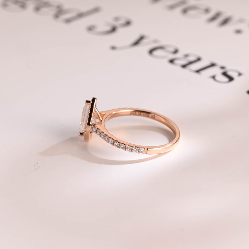 2.0 CT Pear Pave & Halo Moissanite Engagement Ring