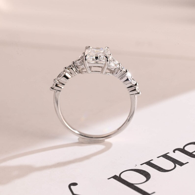 2.0 CT Radiant Pave Moissanite Engagement Ring
