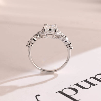 2.0 CT Radiant Pave Moissanite Engagement Ring