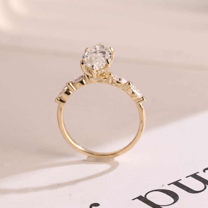 2.0 CT Marquise Pave Moissanite Engagement Ring