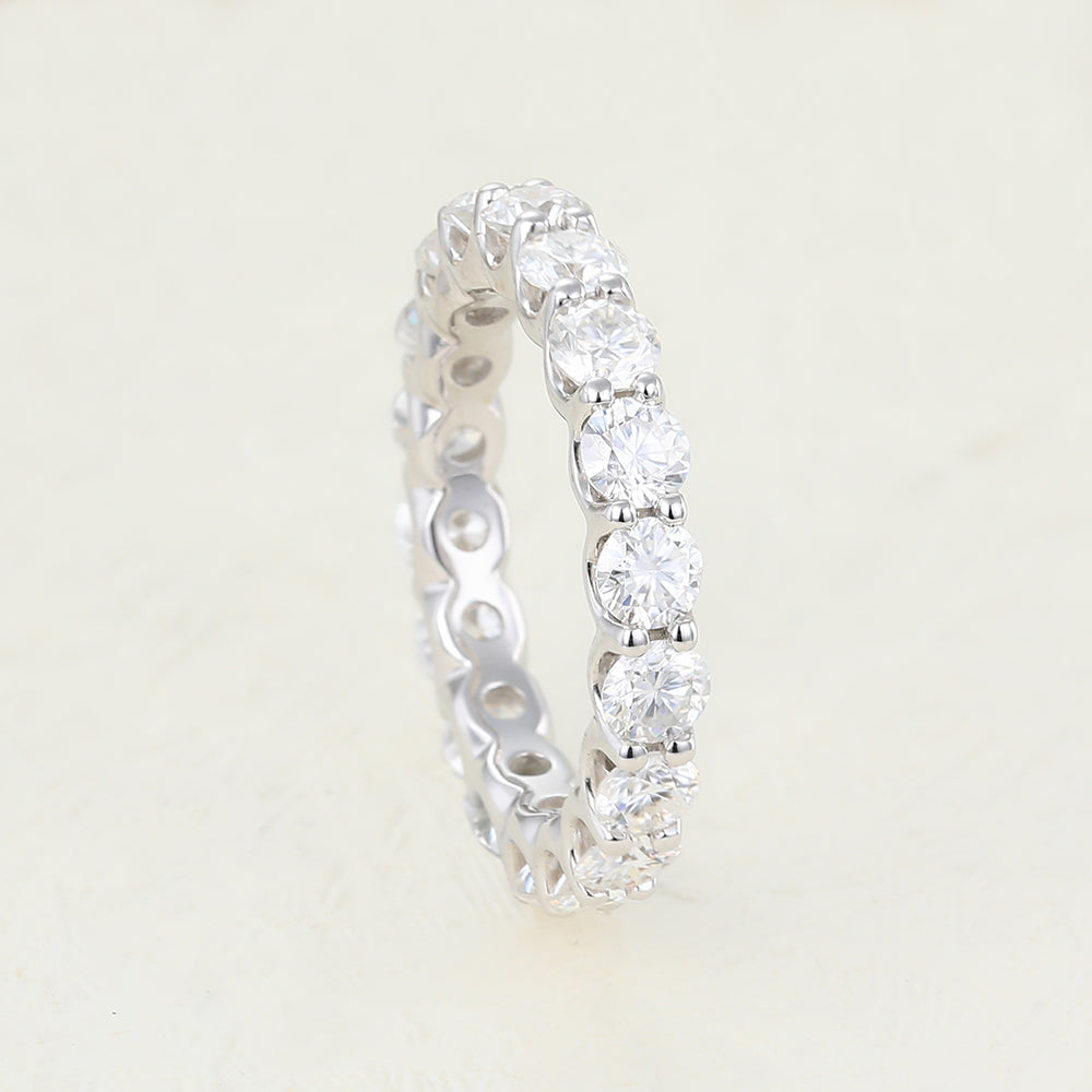 1.8 TCW Round Shaped Moissanite Full Eternity Wedding Band