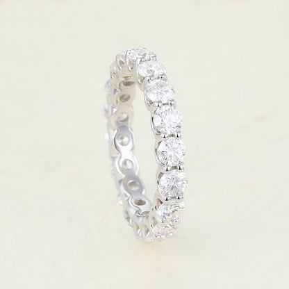 1.8 TCW Round Shaped Moissanite Full Eternity Wedding Band