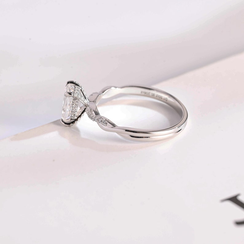 2.0 CT Emerald Twisted Pave Moissanite Engagement Ring