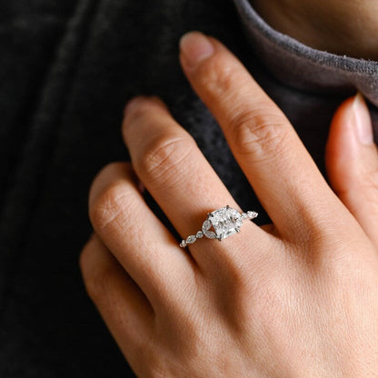 2.0 CT Radiant Pave Moissanite Engagement Ring