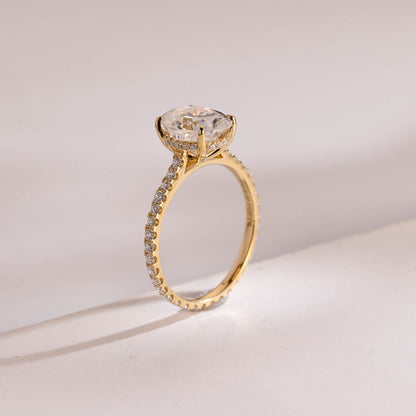 2.0 CT Oval Pave Moissanite Engagement Ring